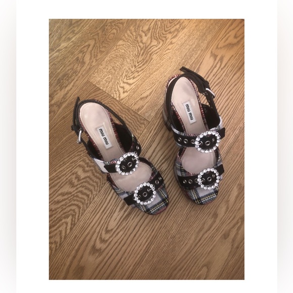 Miu Miu Tartan Embellished Heels - EU 39.5 - Picture 11 of 13